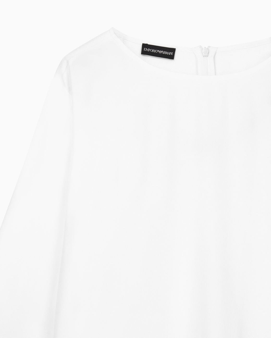 Emporio Armani White Envers Satin Blouse With 3/4 Sleeves And Zip Essential