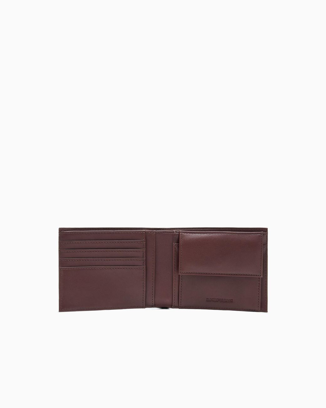 Emporio Armani Purple Leather Bifold Wallet With A Metal Logo And A Coin Pocket for men