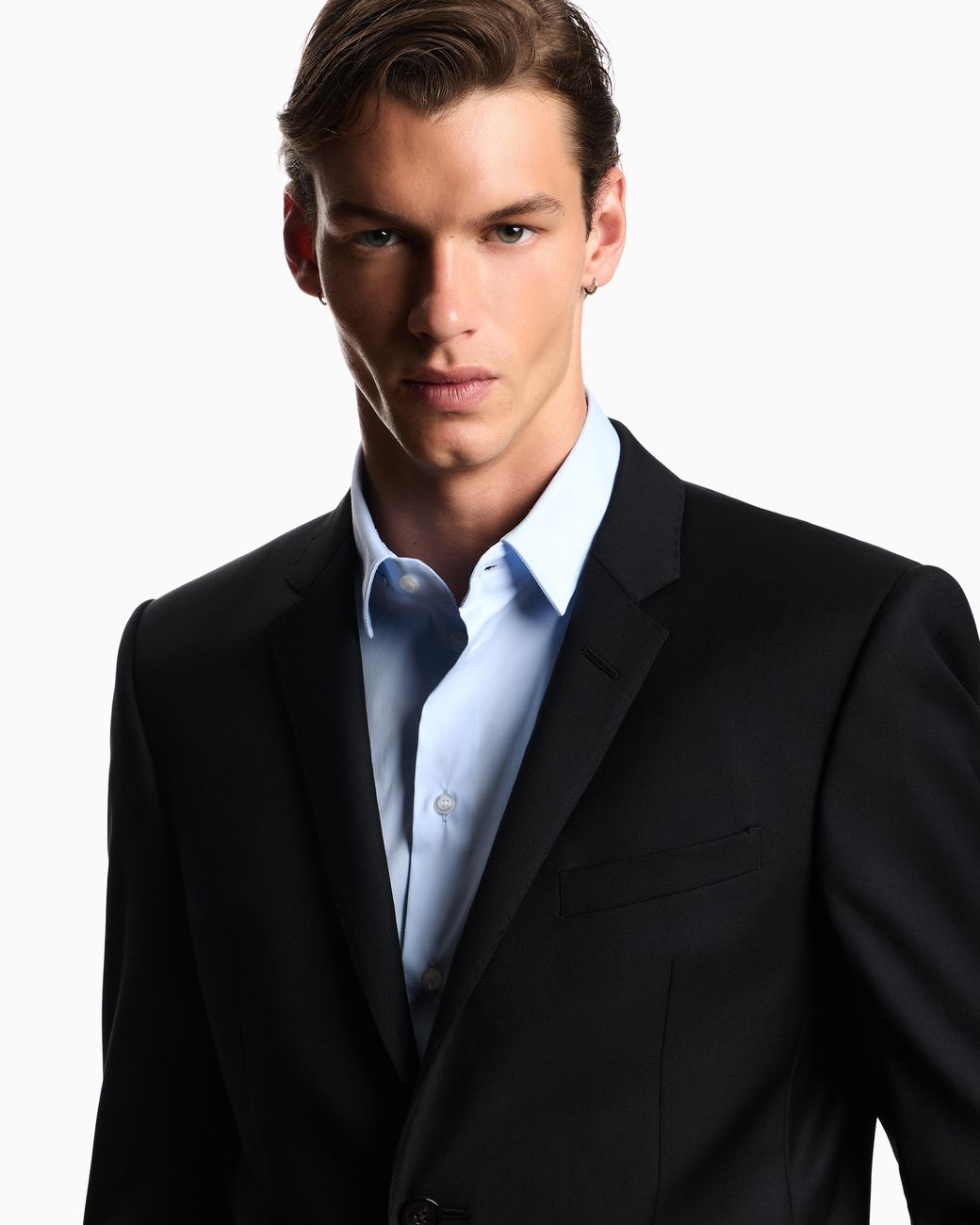 Emporio Armani Black Worsted Single-Breasted Jacket for men