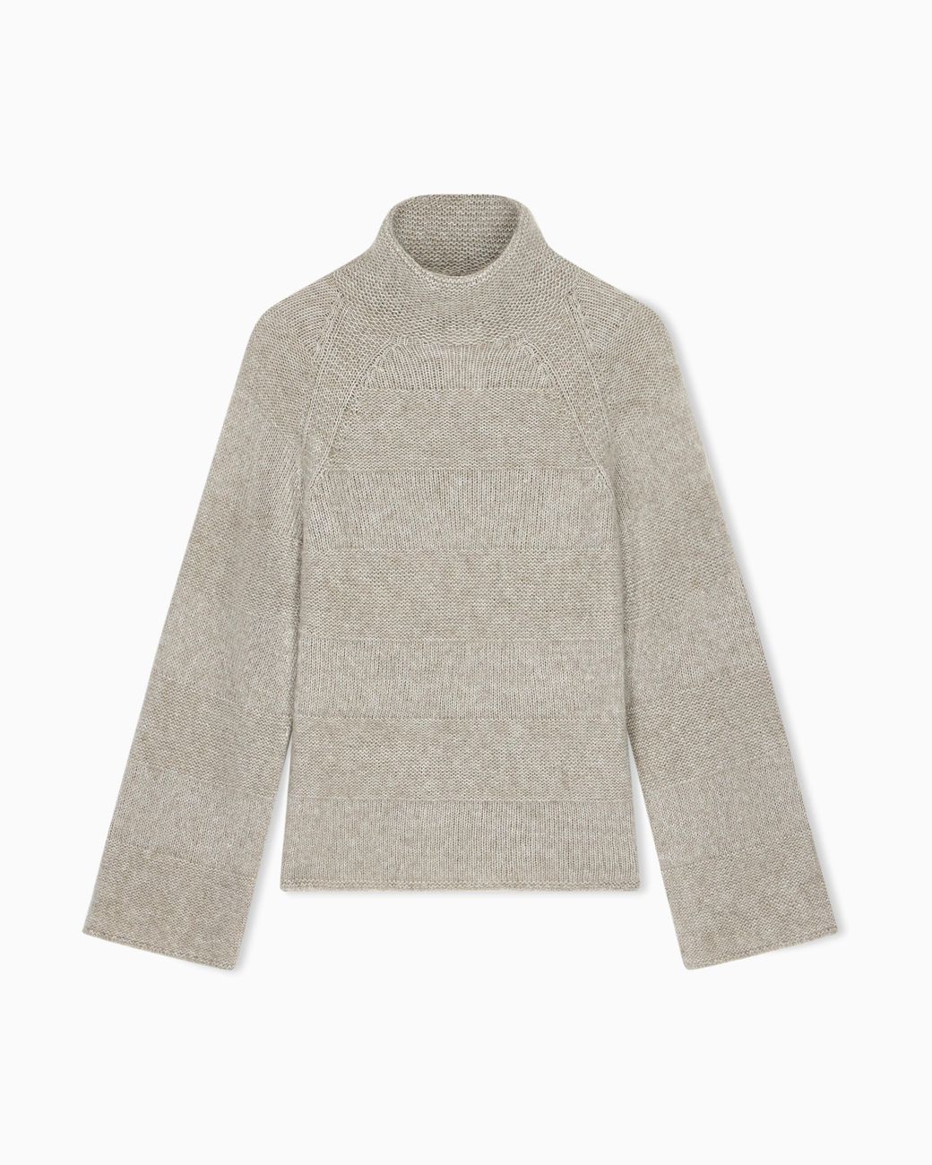 Emporio Armani White High-Neck Plain And Reverse Knit Sweater