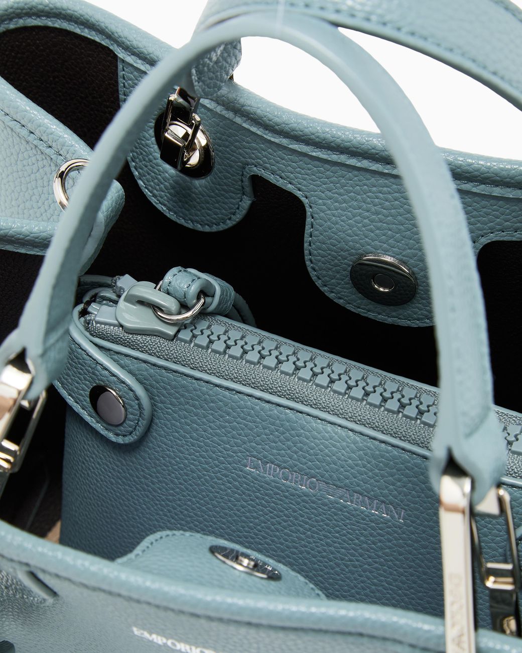 Emporio Armani Blue Small Myea Shopper Bag With Deer Print