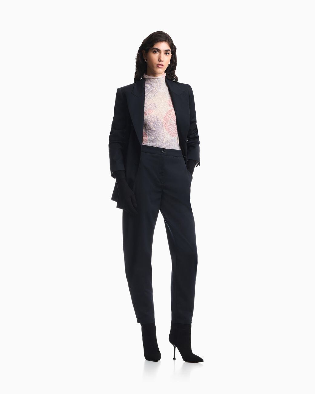 Emporio Armani Blue Virgin Wool Blend Pants Boteh Capsule