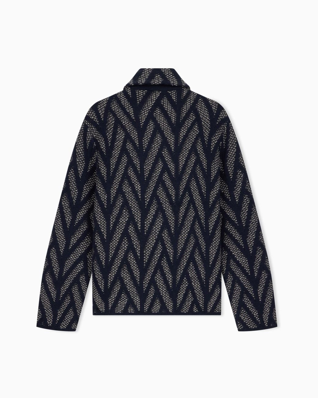 Emporio Armani Blue Signature Capsule Collection Virgin Wool Jacquard-Knit Blouson for men