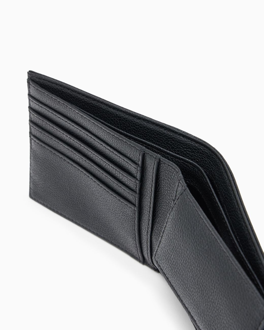 Emporio Armani White Tumbled-Leather Bi-Fold Wallet With Outer Pocket for men