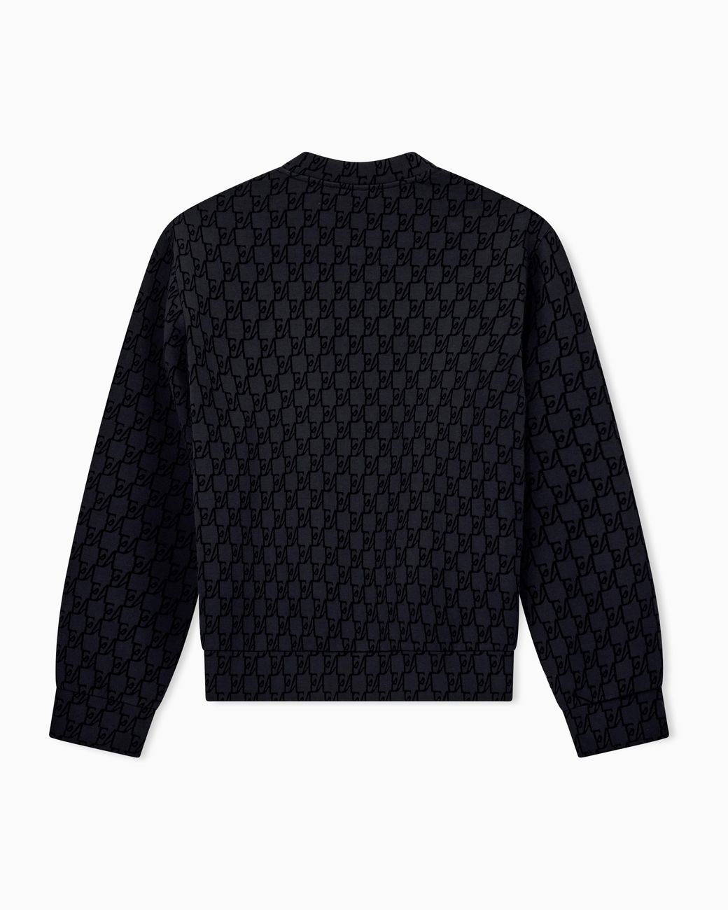 Emporio Armani Blue Double Jersey Sweatshirt With All-Over Logo Print for men