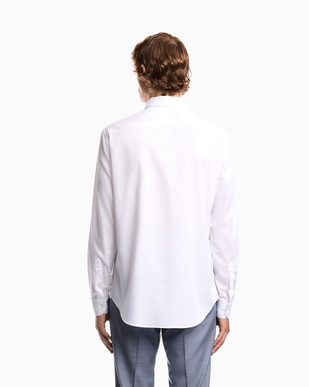 Emporio Armani White Cotton Dress Shirt With A Pointed Collar And Buttoned Cuffs for men
