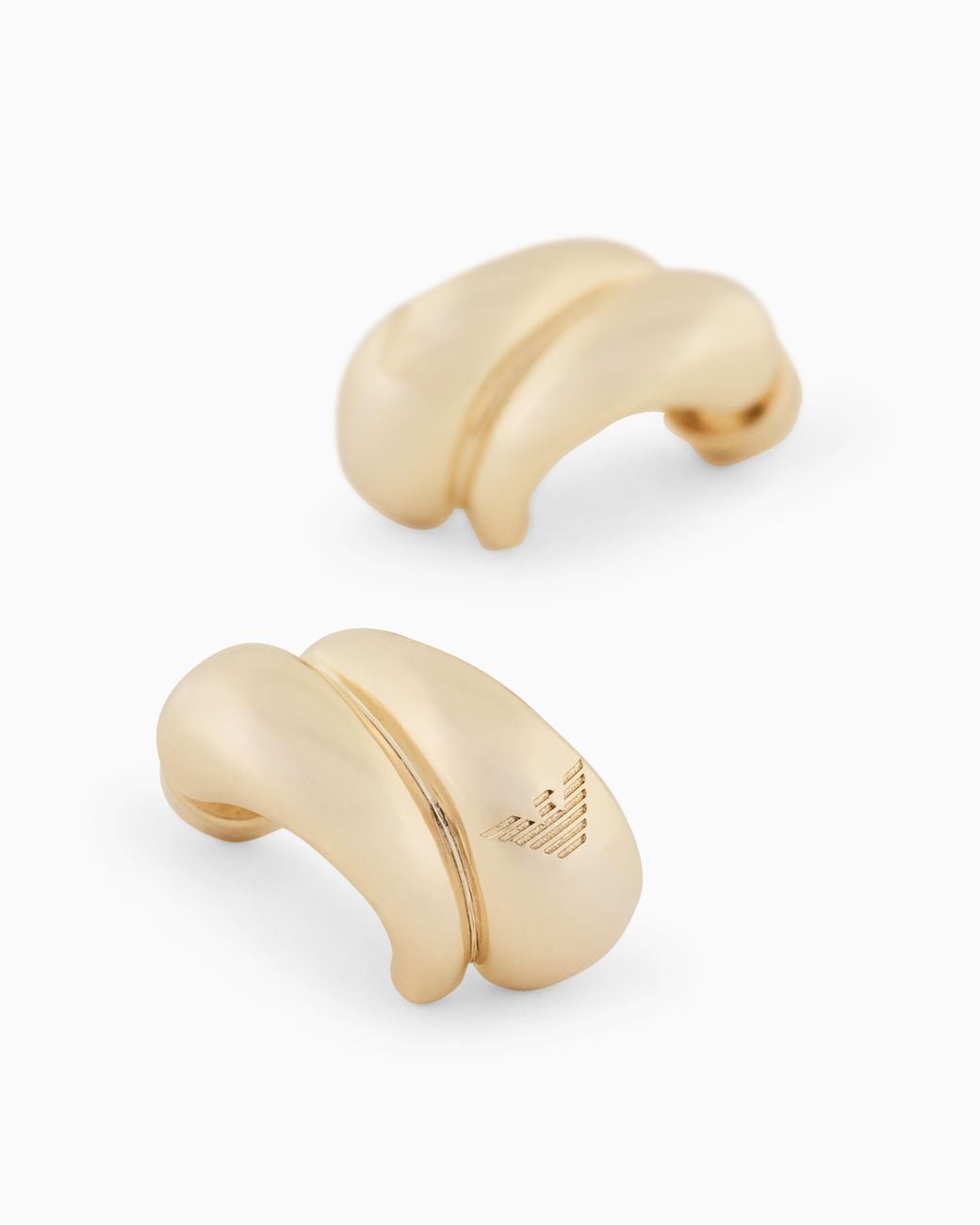 Emporio Armani White Tone Brass Hoop Earrings
