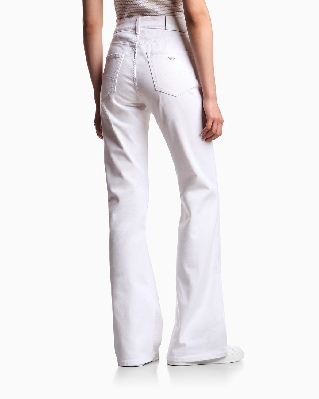 Emporio Armani White J47 Mid-Rise Flared-Hem Jeans