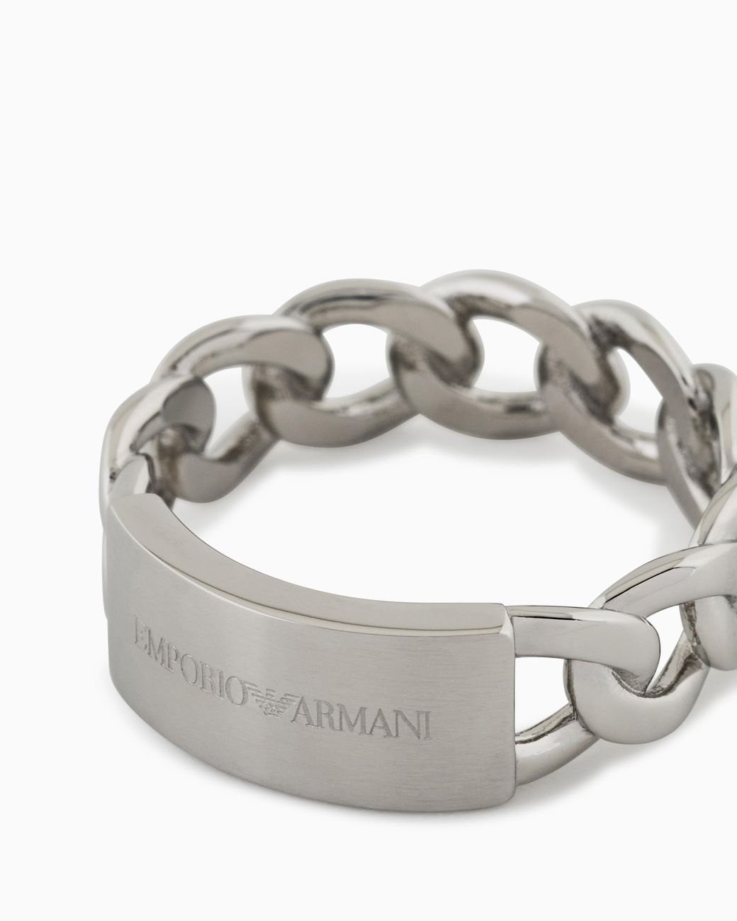 Emporio Armani White Stainless Steel Band Ring for men
