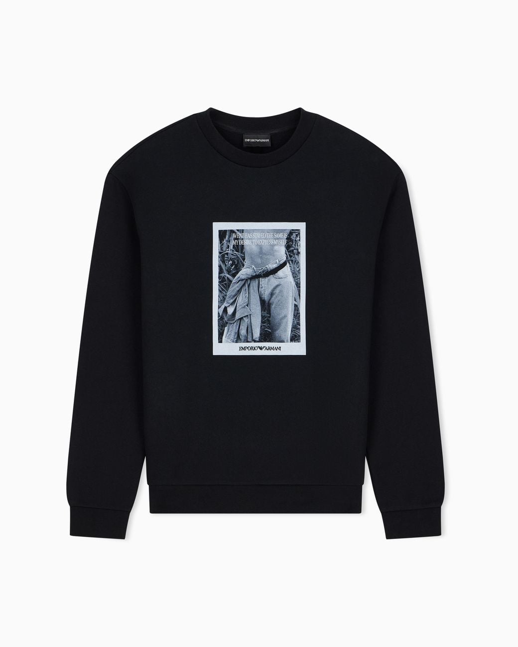 Emporio Armani Black Photographic-Print Jersey Sweatshirt Signature Capsule for men