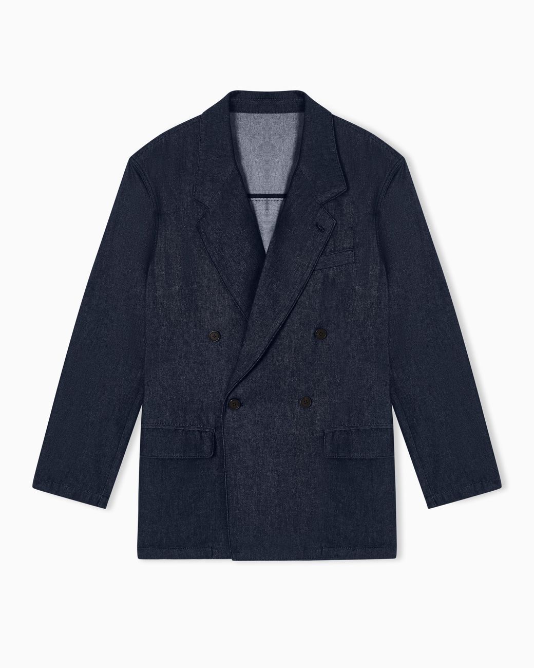 Emporio Armani Blue Denim Capsule Collection Lyocell-Blend Double-Breasted Jacket for men