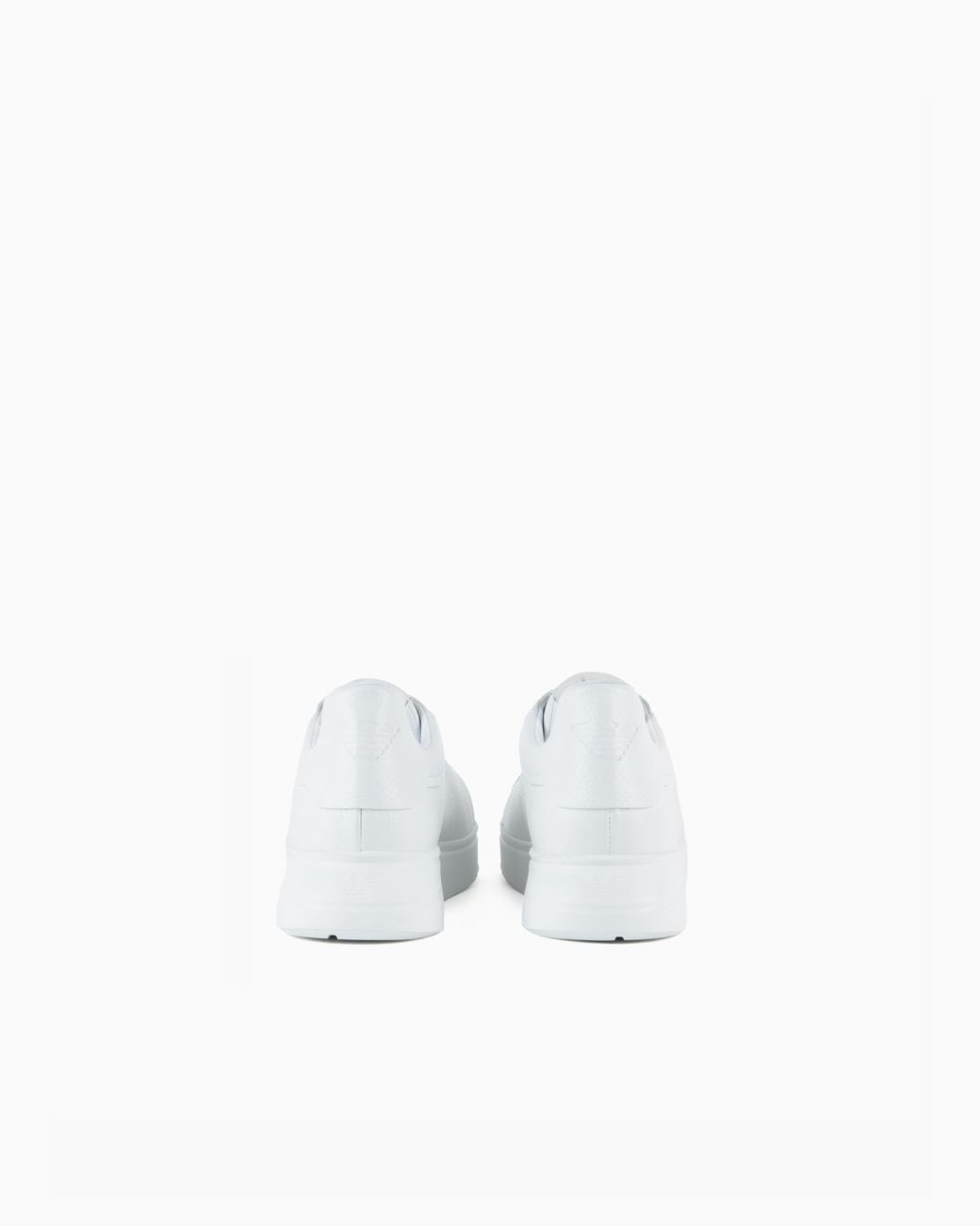Emporio Armani White Tumbled Leather Sneakers With Knurled Soles for men