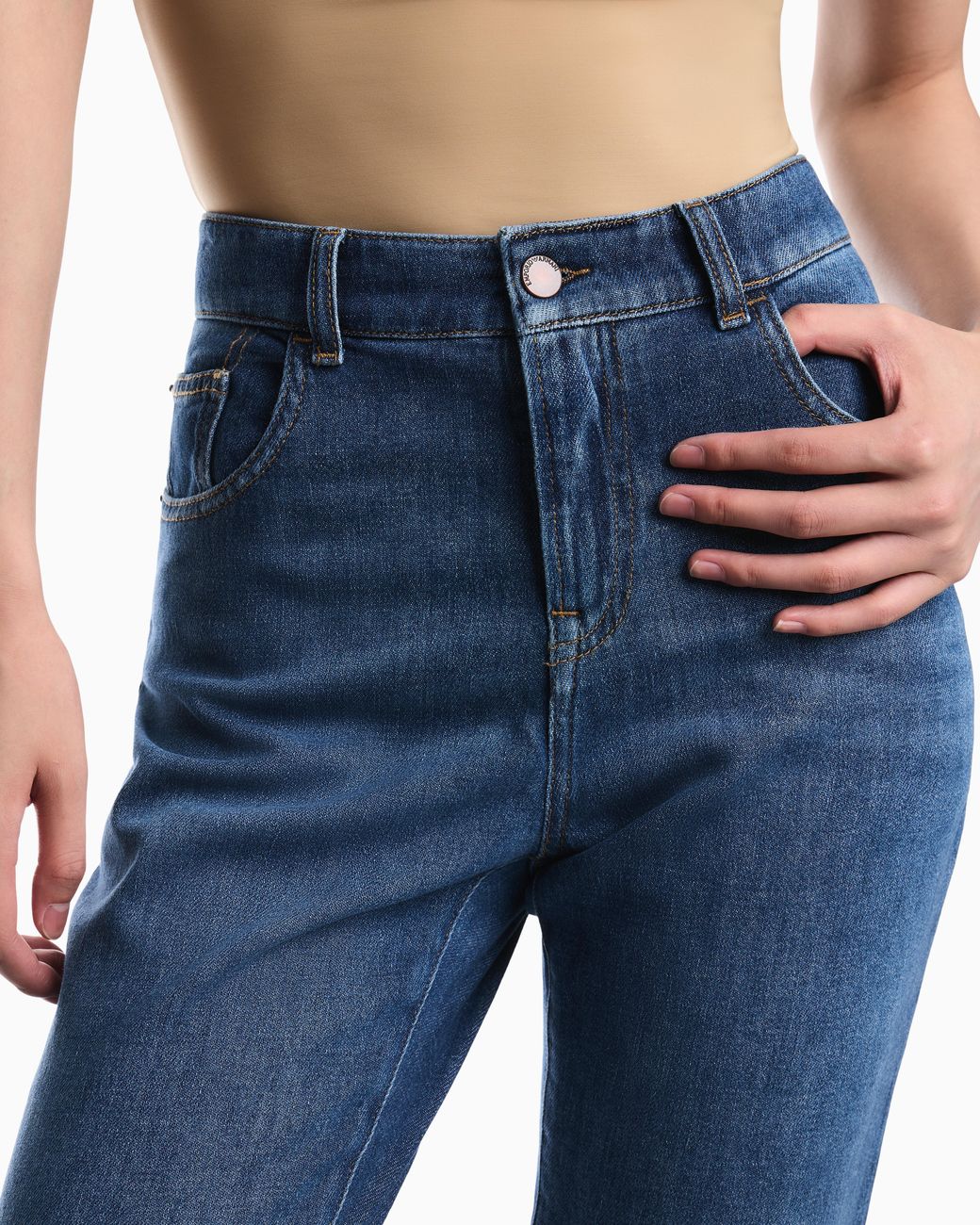 Emporio Armani Blue Slim-Fit Denim Jeans With Five Pockets And A Used Look