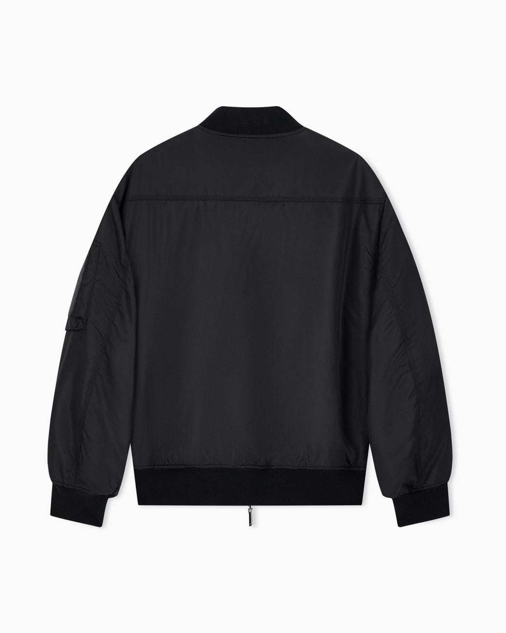 Emporio Armani Black Blouson Jacket With Ribbed Trims And Zippered Sleeve Pocket for men