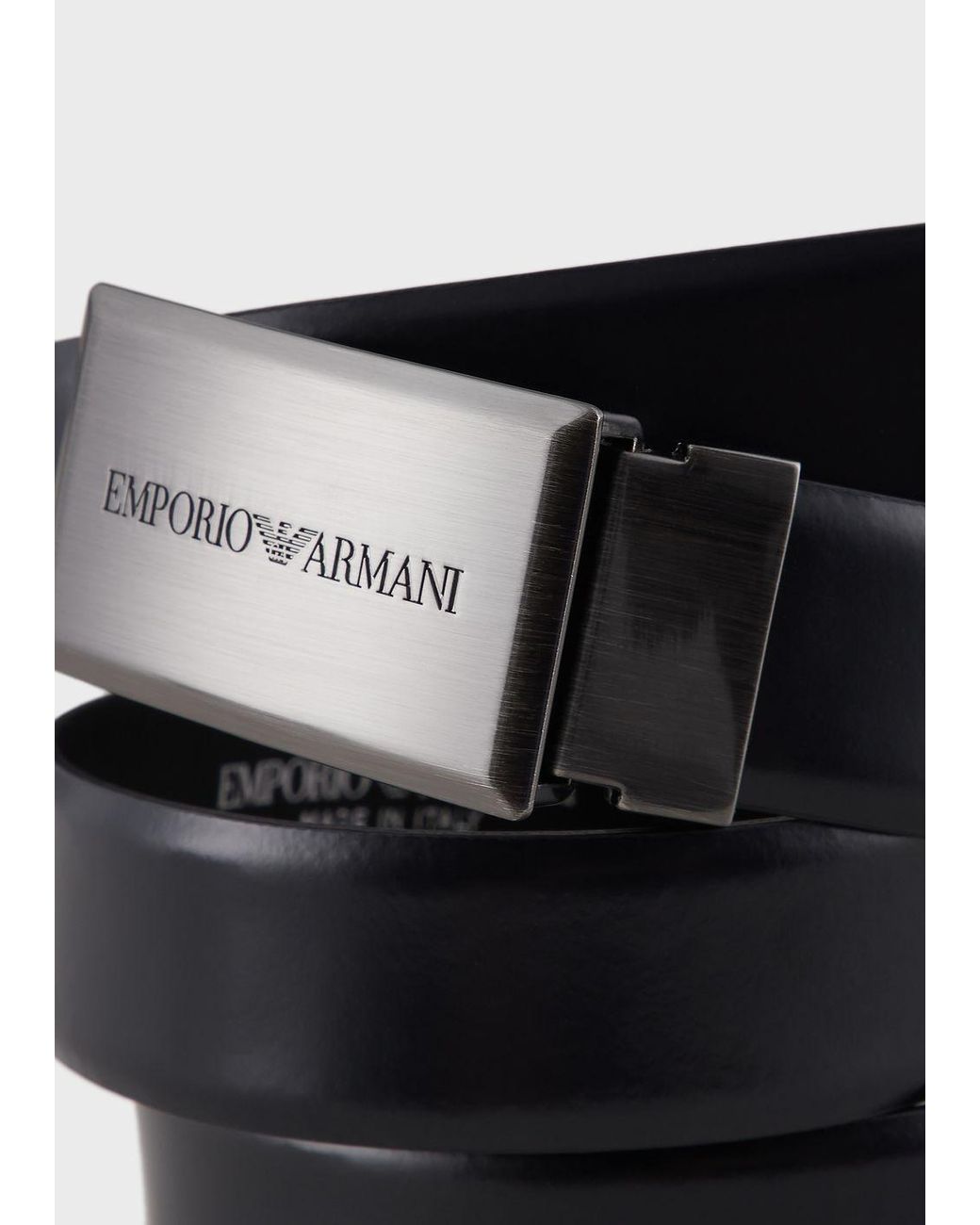 Emporio Armani Cintura In Pelle Abrasivata Con Fibbia da uomo di colore nero