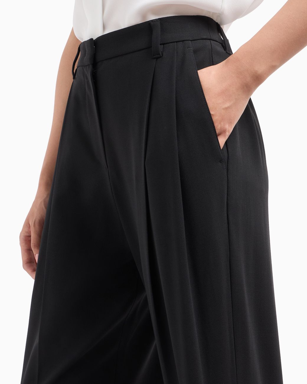 Emporio Armani Black Trousers With Pleats And A High Waist