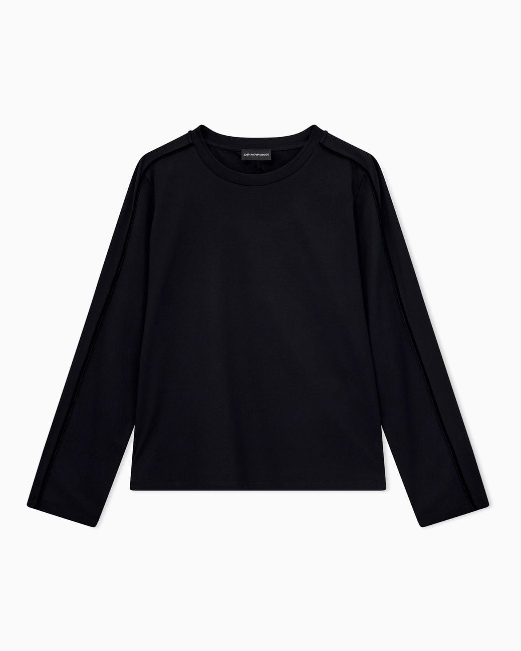 Emporio Armani Blue Mercerized Jersey Shirt With Chenille Tape Travel Essential