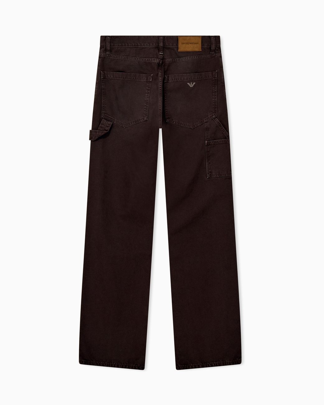 Emporio Armani Brown Oversized Cotton Workwear Trousers With Utility Pockets for men