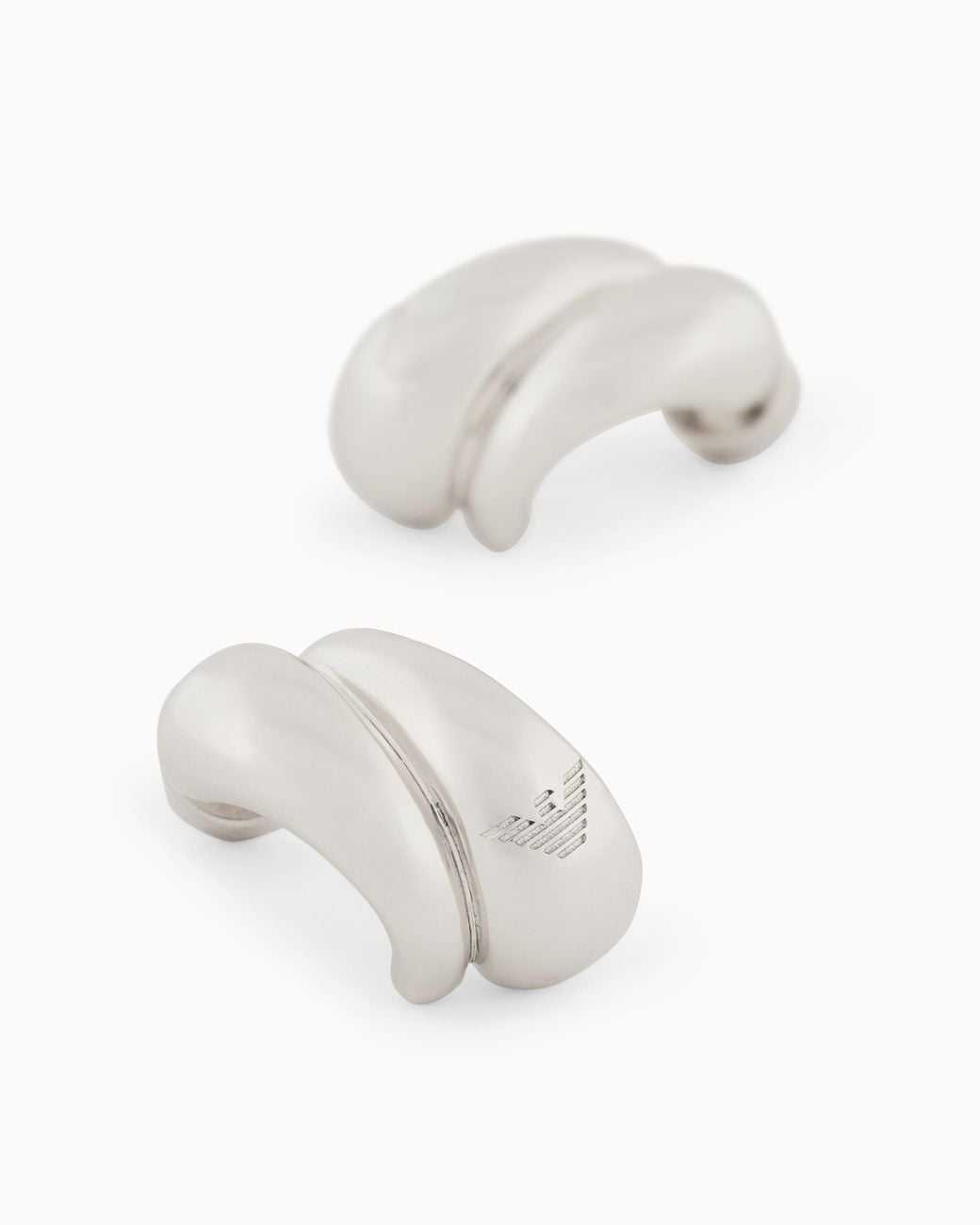 Emporio Armani White Tone Brass Hoop Earrings