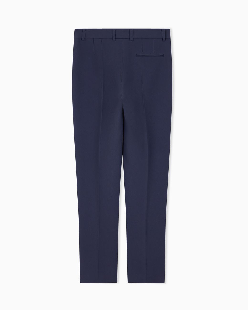 Emporio Armani Blue Cady Crêpe Trousers With Belt Loops And Rib