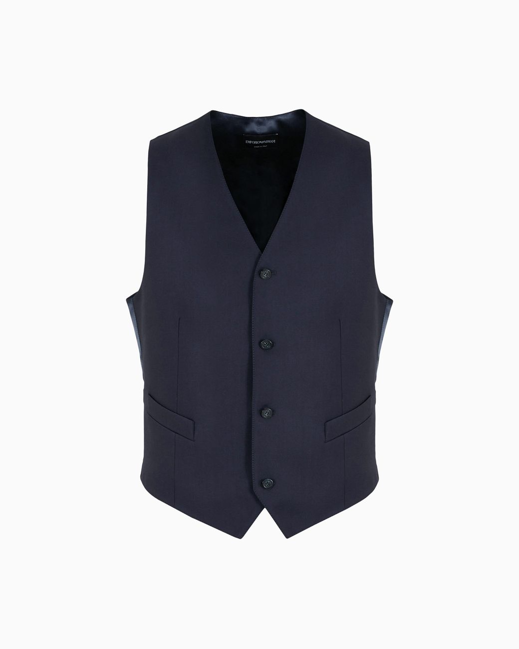 Emporio Armani Blue Worsted Single-Breasted Gilet Essential for men