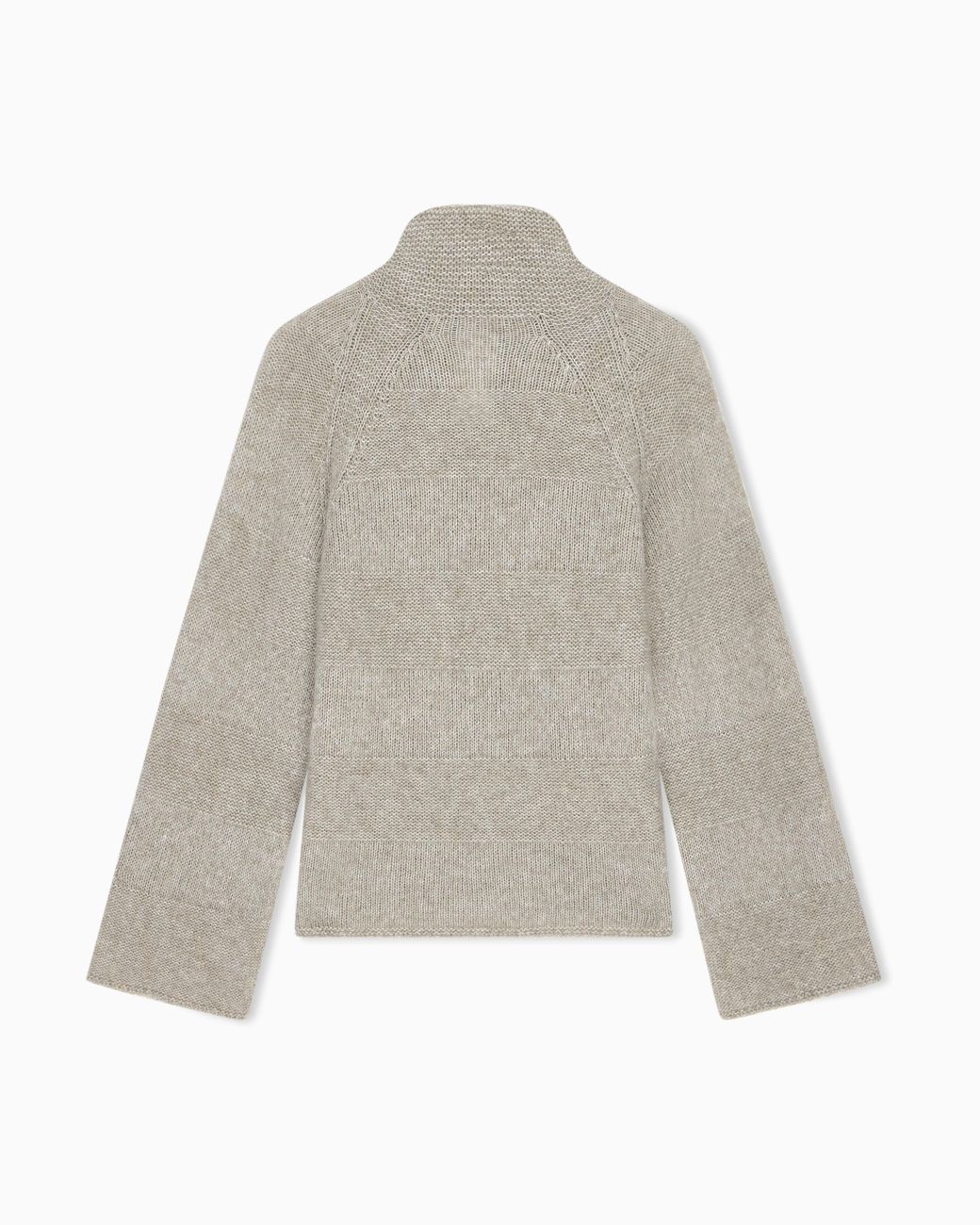 Emporio Armani White High-Neck Plain And Reverse Knit Sweater