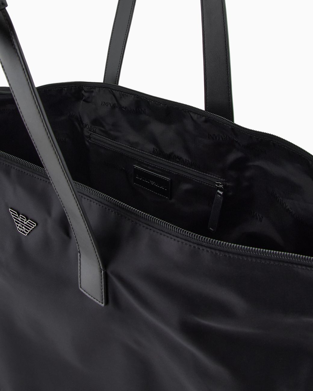 Emporio Armani Black Asv Large Recycled-Nylon Shopper Bag for men