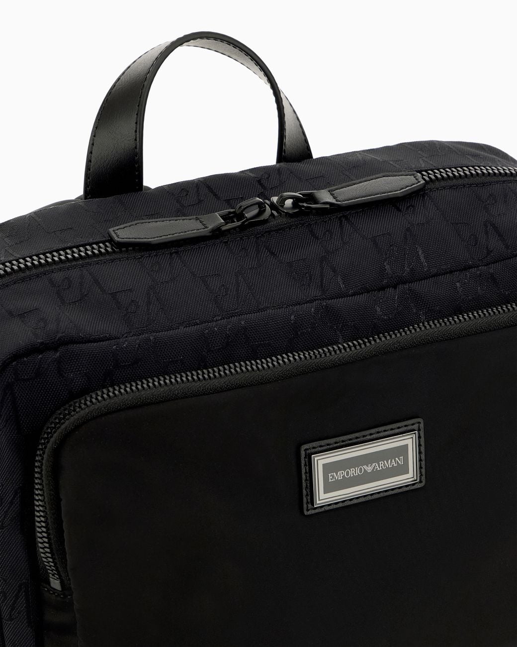 Emporio Armani Black Embossed Backpack With A Flap Pocket And Padded Mesh Straps for men
