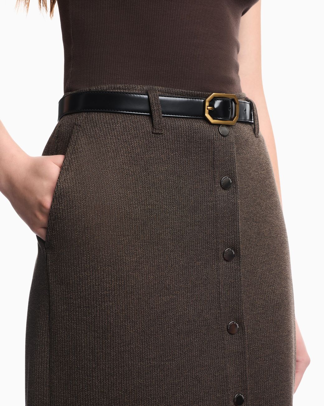 Emporio Armani Brown Long Knit Skirt Boteh Capsule