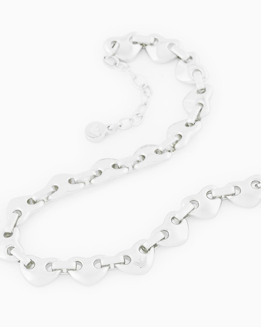 Emporio Armani White Tone Brass Heart Chain Necklace