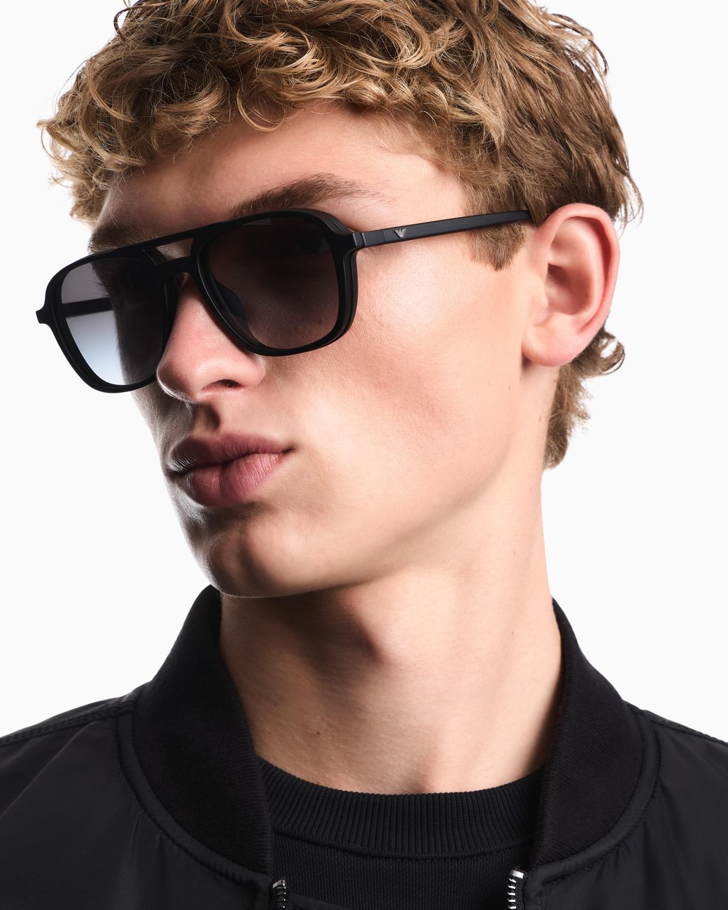 Emporio Armani Black Pilot-Shape Sunglasses for men