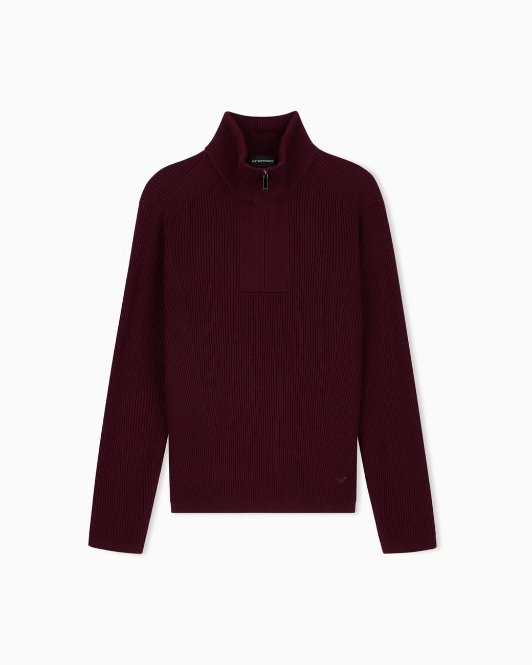 Emporio Armani Purple Ribbed Virgin Wool Half-Zip Sweater for men