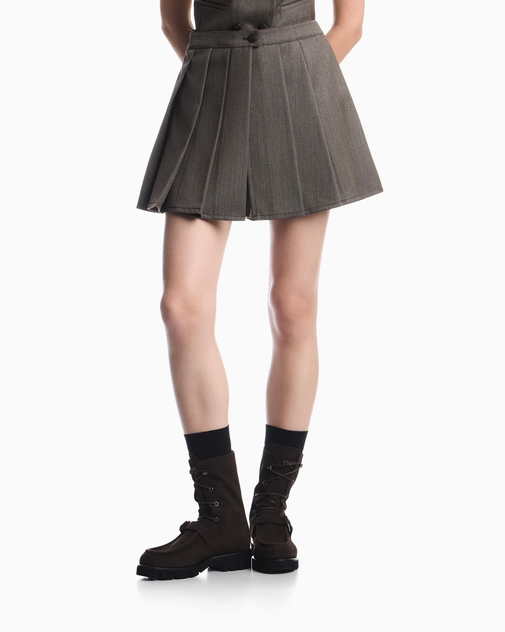 Emporio Armani Gray Pleated Virgin Wool Culottes
