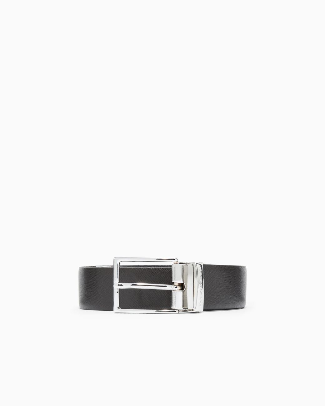Emporio Armani White Reversible Saffiano Leather Belt for men