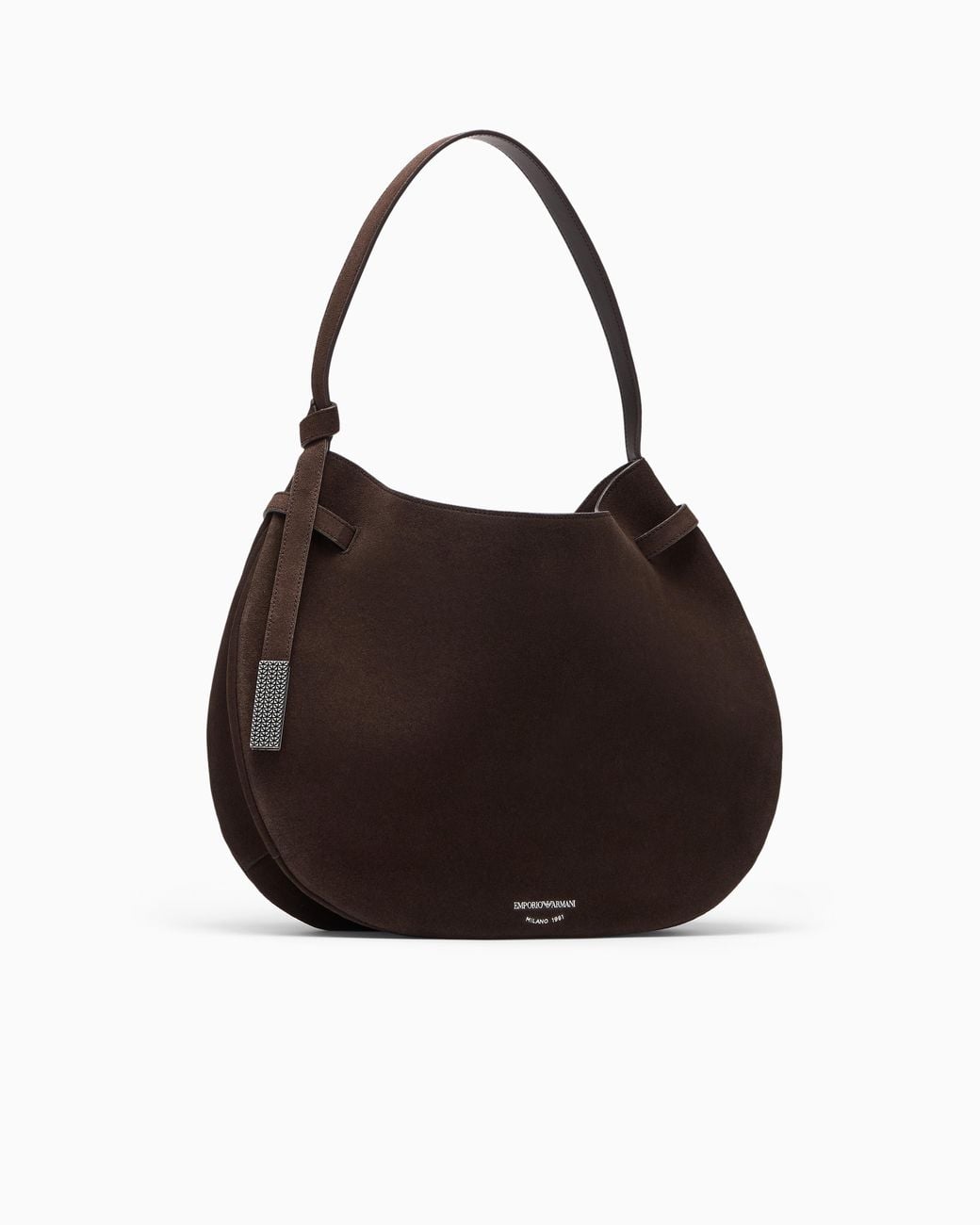 Emporio Armani Brown Signature Capsule Suede Hobo Shoulder Bag