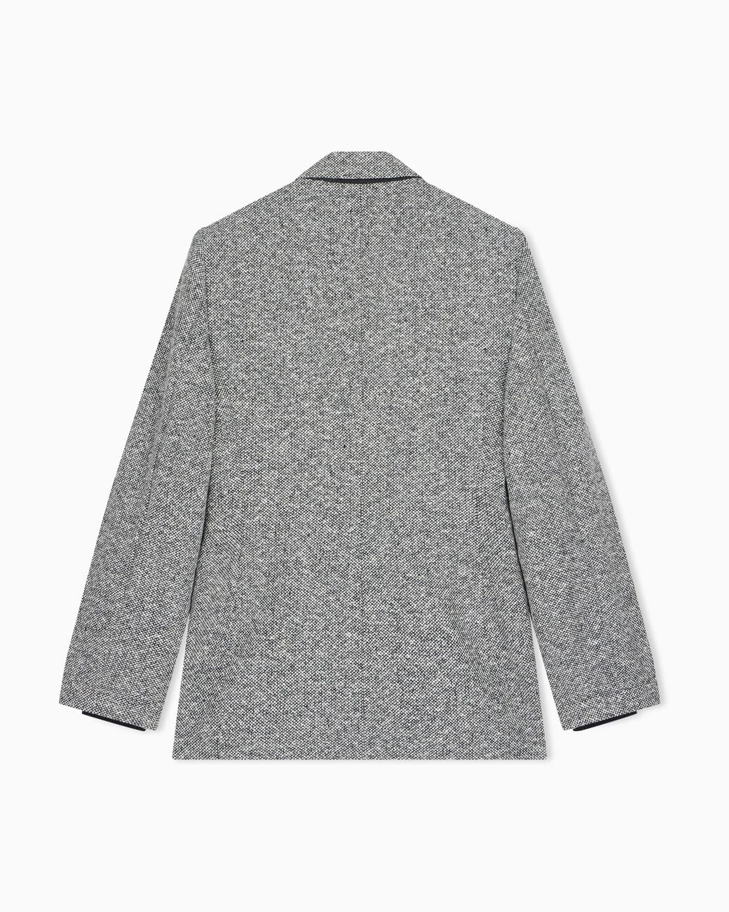 Emporio Armani Gray Tweed Double-Breasted Blazer