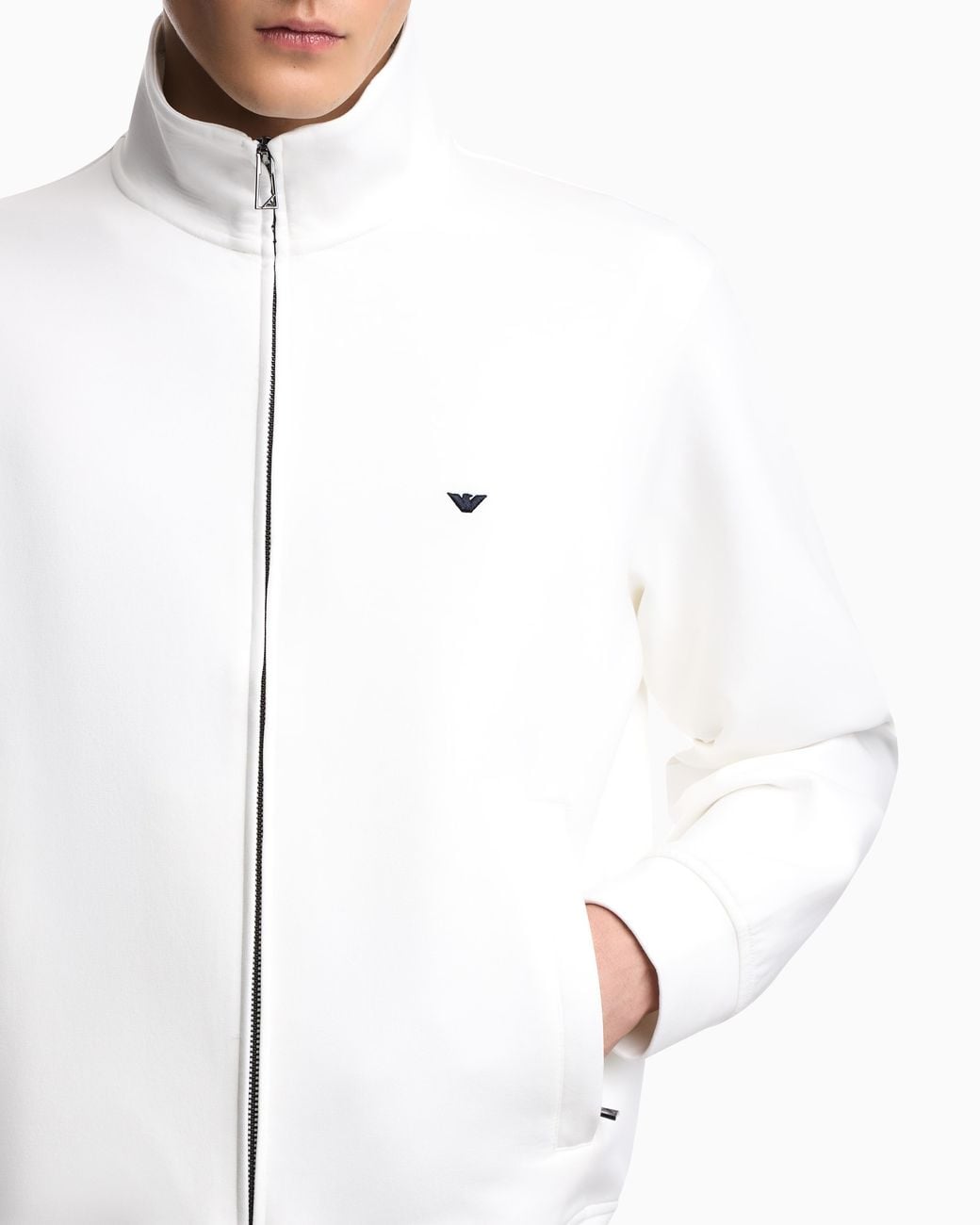 Emporio Armani White Full-Zip Sweatshirt for men