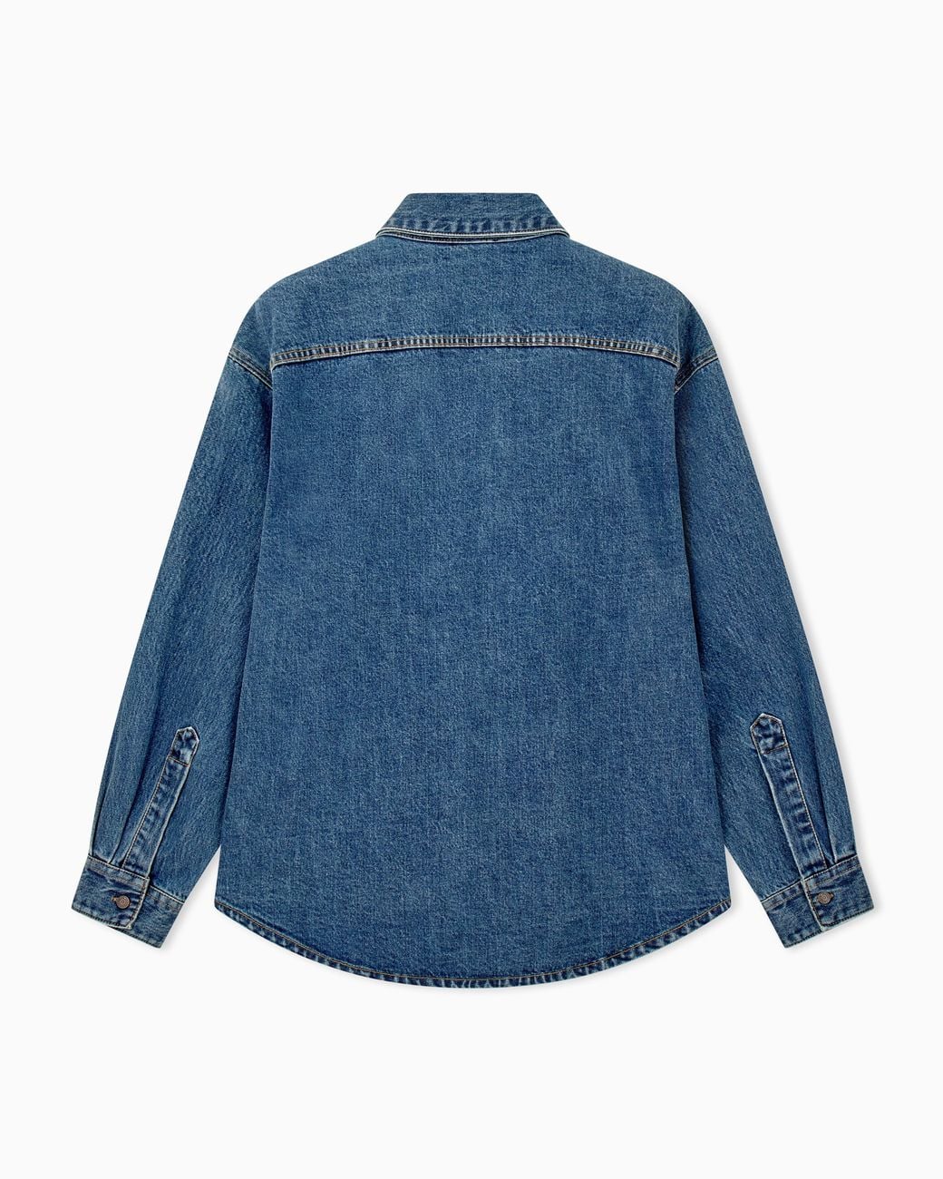 Emporio Armani Blue Cotton Denim Shirt With A Chest Pocket And Metallic Buttons for men