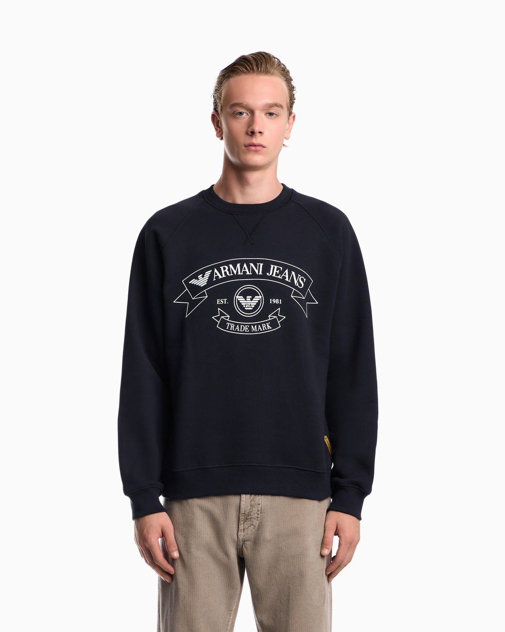 Emporio Armani Blue Armani Jeans Print Jersey Sweatshirt for men