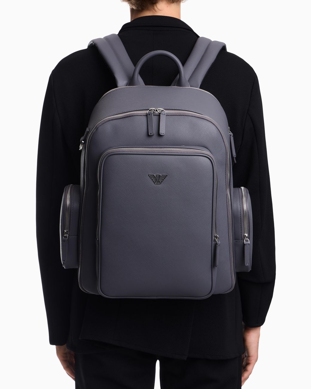 Emporio Armani Gray Backpack With A Metallic Logo And-Tone Zips for men