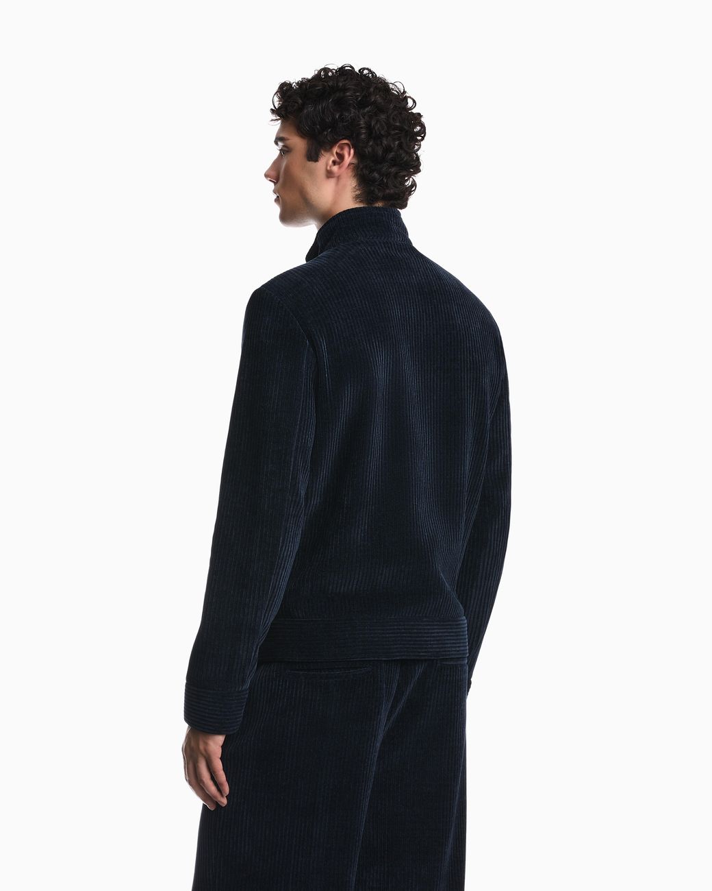 Emporio Armani Blue Signature Capsule Collection Ribbed Chenille Full-Zip Blouson for men