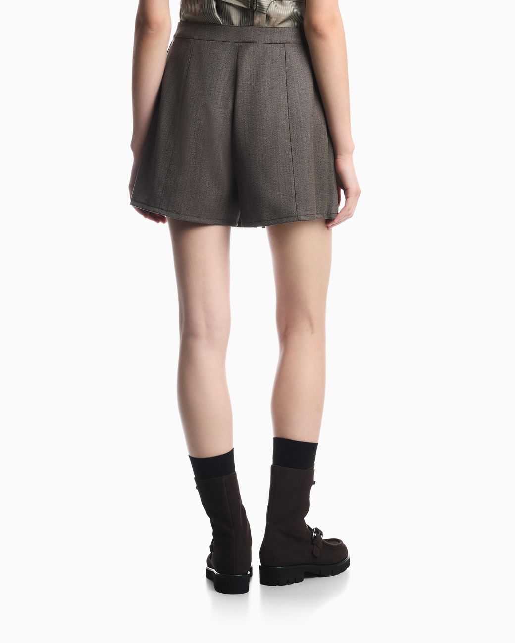 Emporio Armani Gray Pleated Virgin Wool Culottes