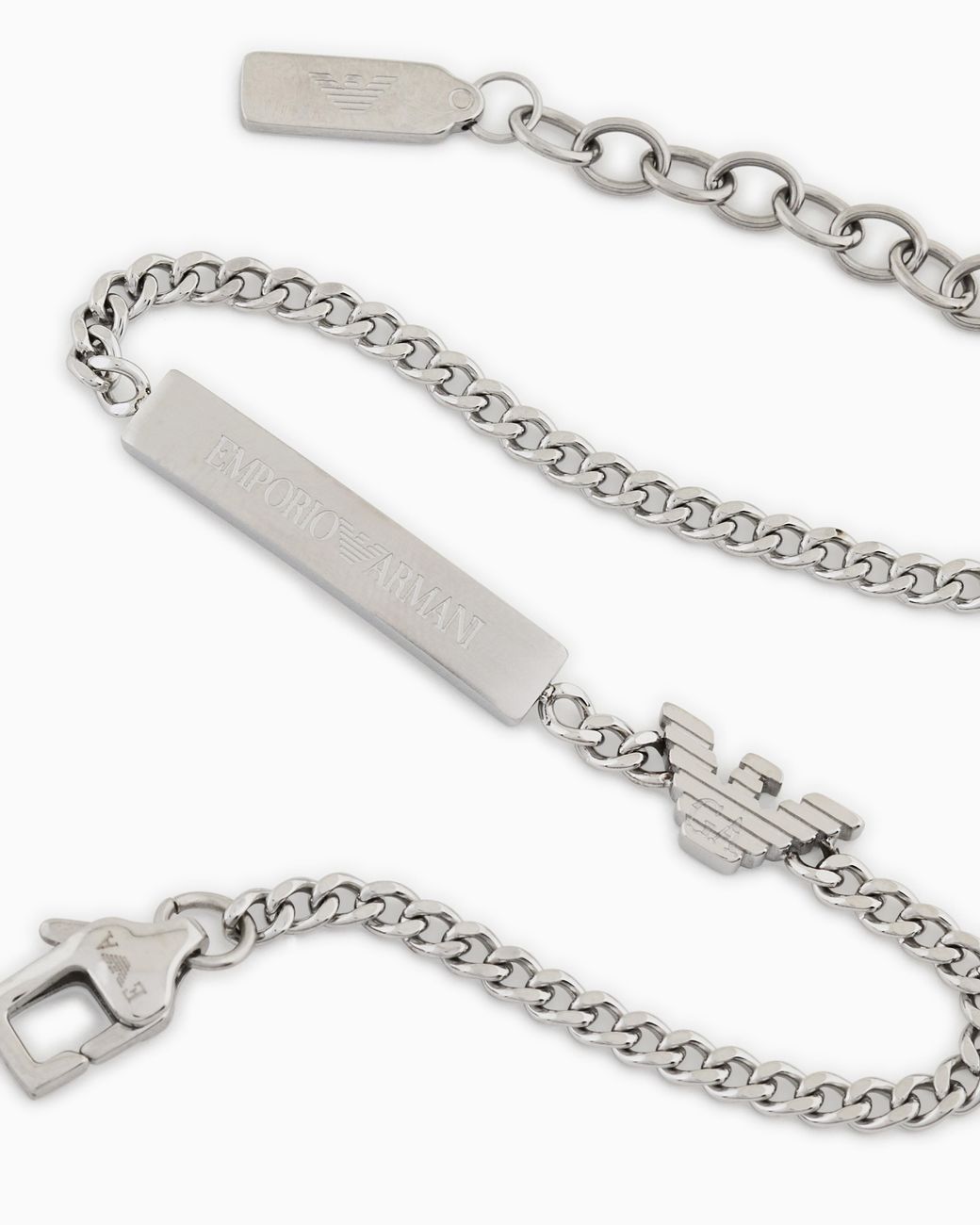 Emporio Armani White Stainless Steel Id Bracelet for men