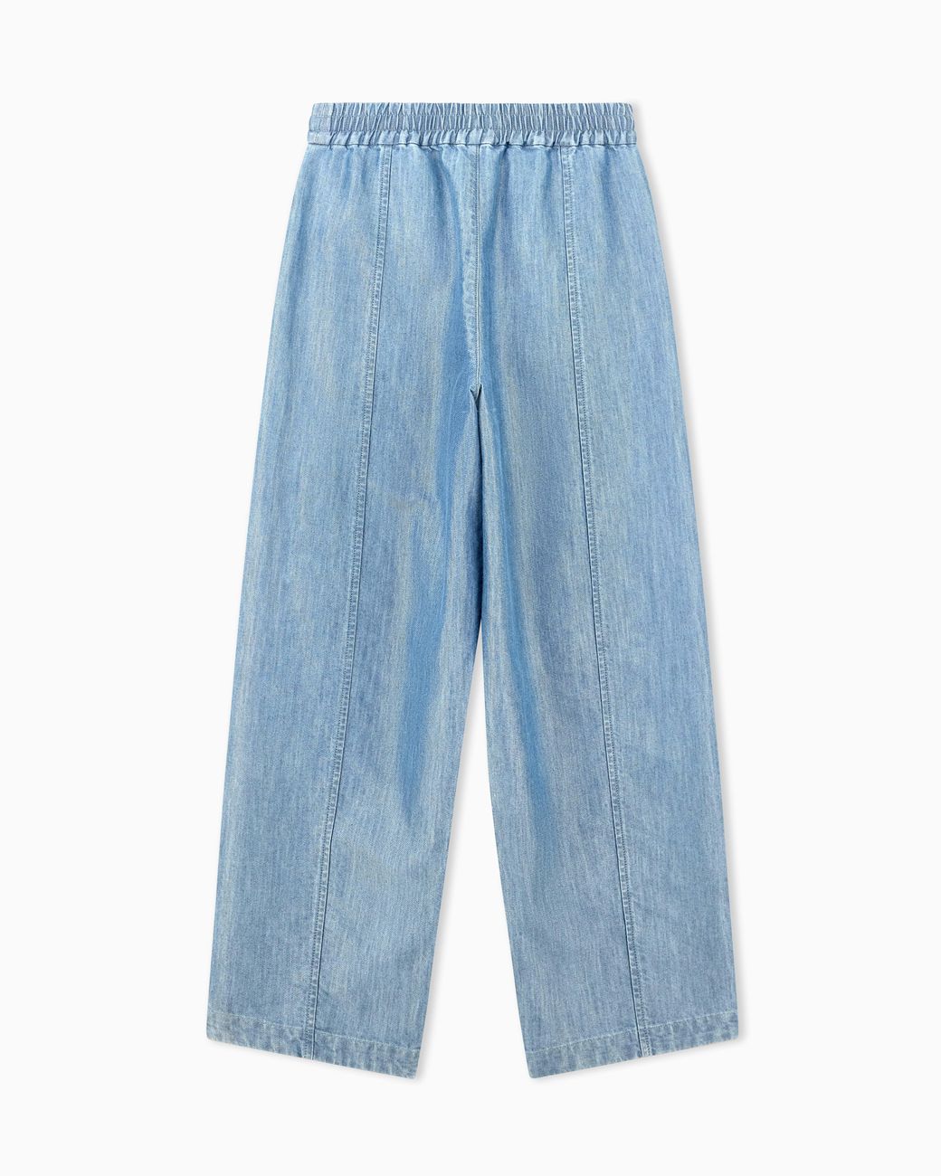 Emporio Armani Blue Wide-Leg Metal-Look Denim Trousers With An Elastic Waist