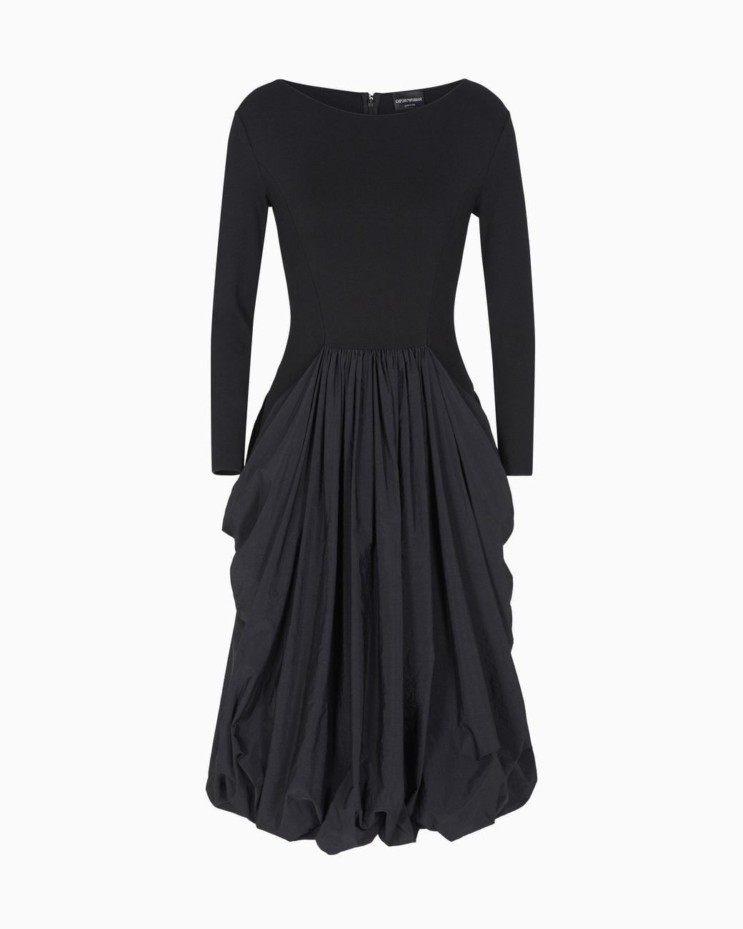 Emporio Armani Stretch Milano-Stitch Dress With Taffeta Skirt in Black |  Lyst