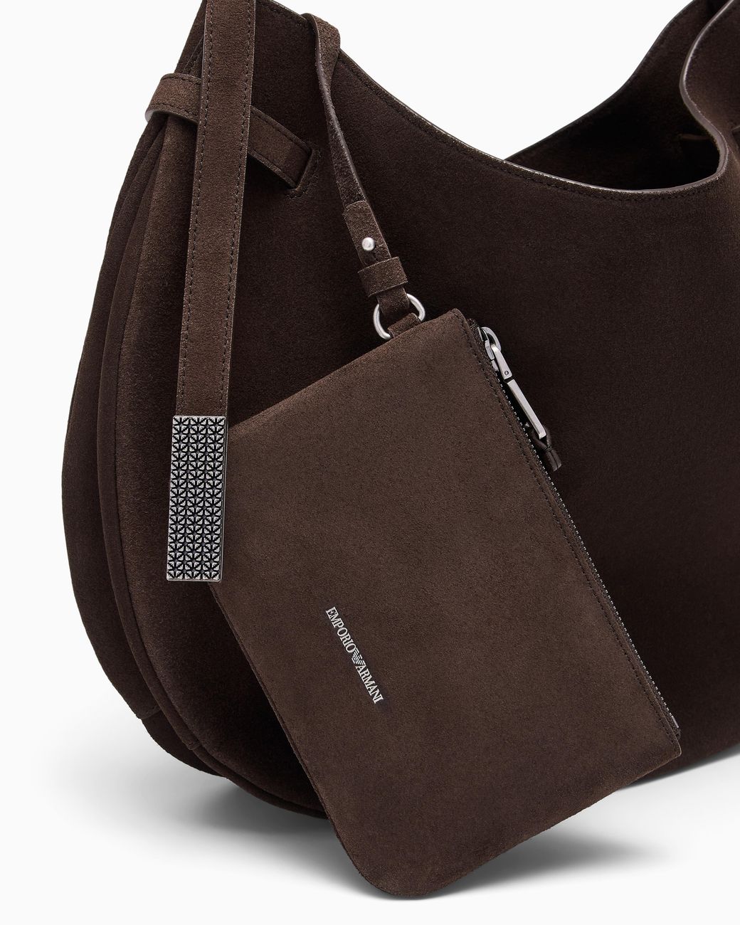 Emporio Armani Brown Signature Capsule Suede Hobo Shoulder Bag