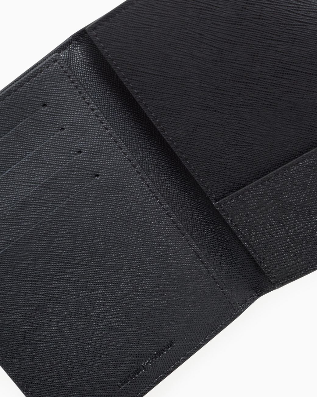 Emporio Armani Black Saffiano Leather Passport Holder With Eagle Plate for men