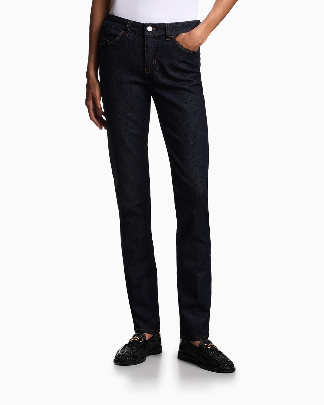 Emporio Armani Blue Stretch Jeans Essential With Five Pockets And A Skinny Leg