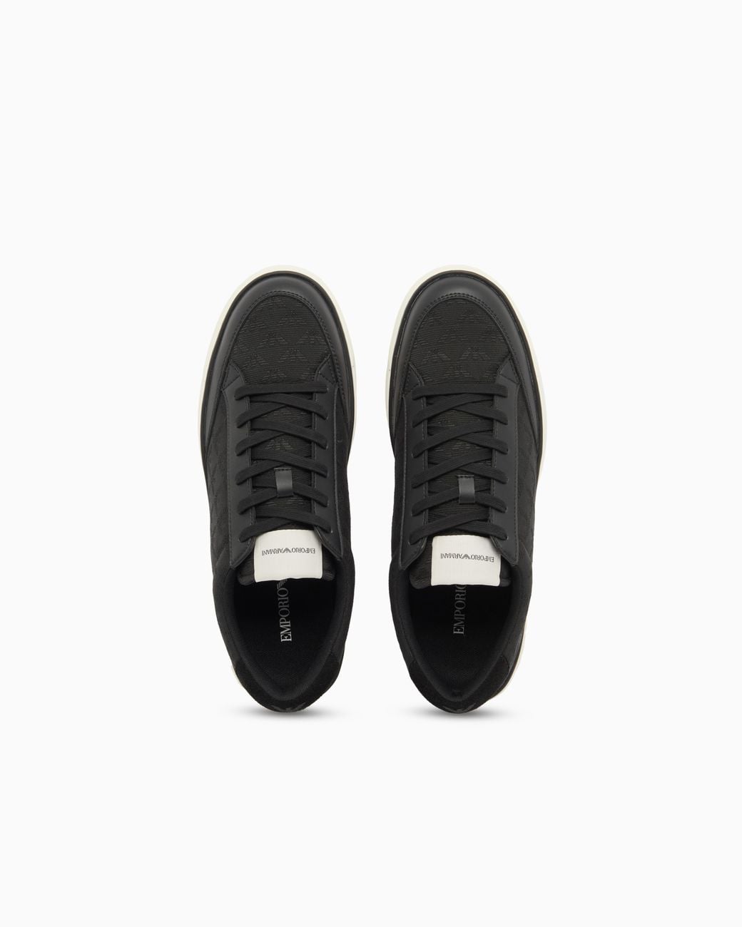 Emporio Armani White Jacquard Sneakers With An All-Over Eagle for men