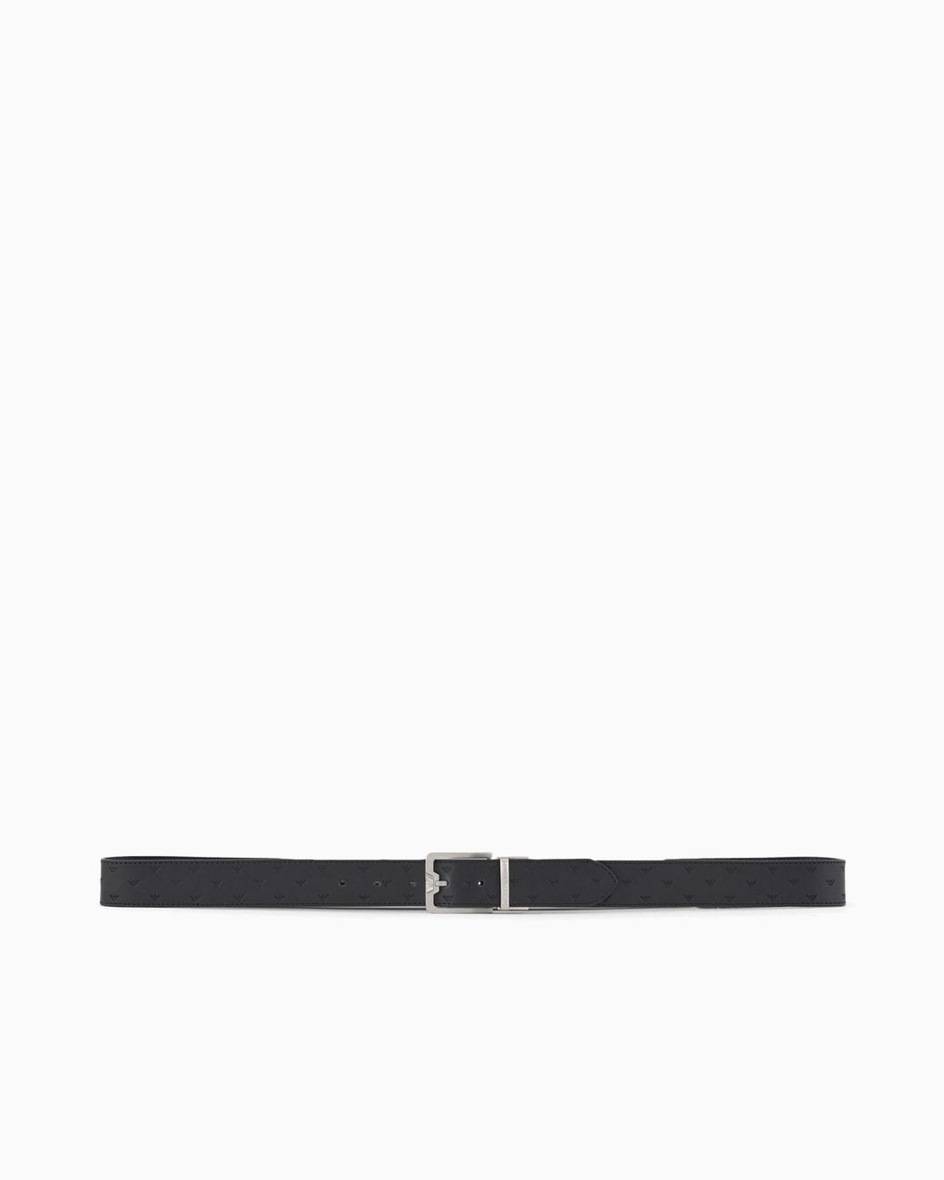 Emporio Armani White Reversible Leather Belt With All-Over Embossed Eagle for men